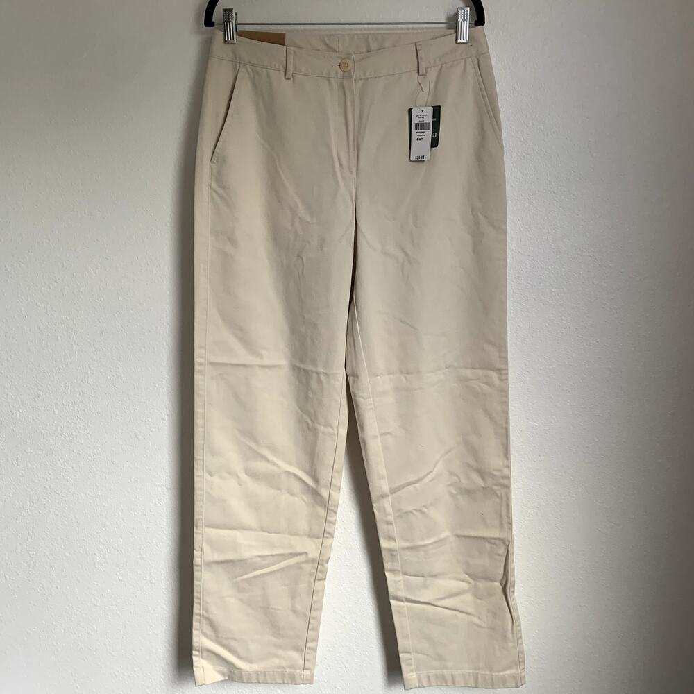 NWT L.L. Bean Women's Sz‎ 8 M/T Tall Favorite Fit Straight Leg Pants Cream